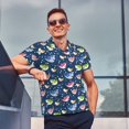 thumbnail image 4 of Pofeuu Colorful Cartoon Shark Print Men's Loose Fit Midweight Short-Sleeve Pocket Polo-4X-Large, 4 of 6