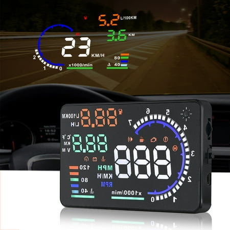 - EEEKit A8 Car Head Up Display OBD2 Auto Gauge, 5.5inch Universal Dash Screen Projector Warning Fuel Car Alarm System Consumption Automobile