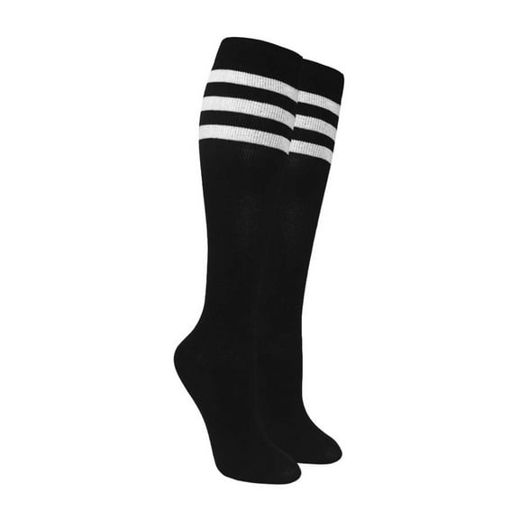 Compression Socks for Women and Men, Black/White Top Stripe (Size: Small/Medium)
