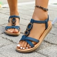 thumbnail image 4 of Eltusu Women's Flat Sandals, Ankle Strap Casual No Slip Open Toe Summer Shoes Blue Size 6, 4 of 9