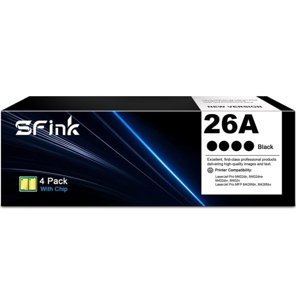 26A (4 Pack Black) Toner Cartridges Compatible for HP26A CF226A for Color LaserJet Pro MFP M426fdw M426fdn,Pro M402dn M402n M402dne M402dw