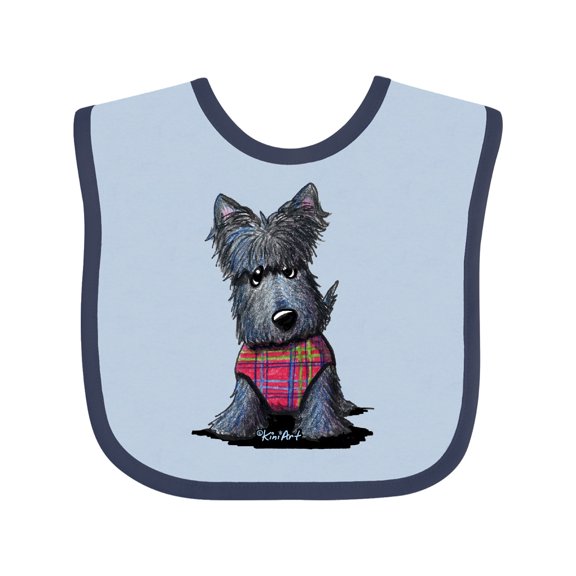Inktastic Scottie Dog in Plaid Boys or Girls Baby Bib