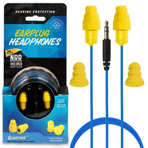 Auriculares Plugfones Guardian Wired azul y amarillo