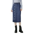 thumbnail image 5 of PAOLA RIBONI Denim Skirt with Slit, Women's Casual High Waist Split Midi Jean Skirts, Slim Fit Pencil Skirt, 5 of 15
