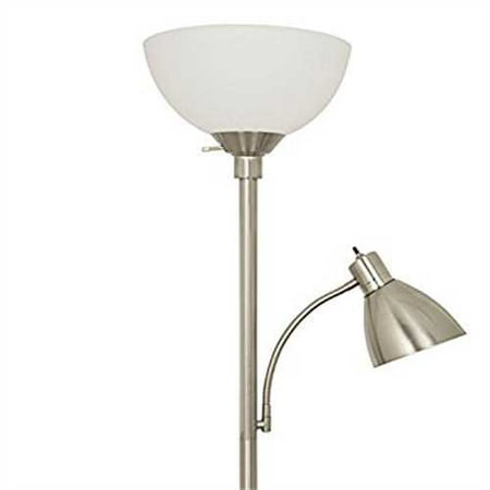 - Light Accents 150 Watt Metal Floor Lamp with Side Reading Light (Satin Nickel)