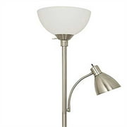 Light Accents 150 Watt Metal Floor Lamp with Side Reading Light (Satin Nickel)