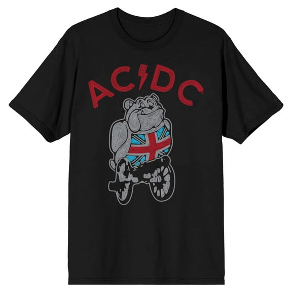 AC/DC Bulldog On Wheels Men's Black T-shirt-5XL