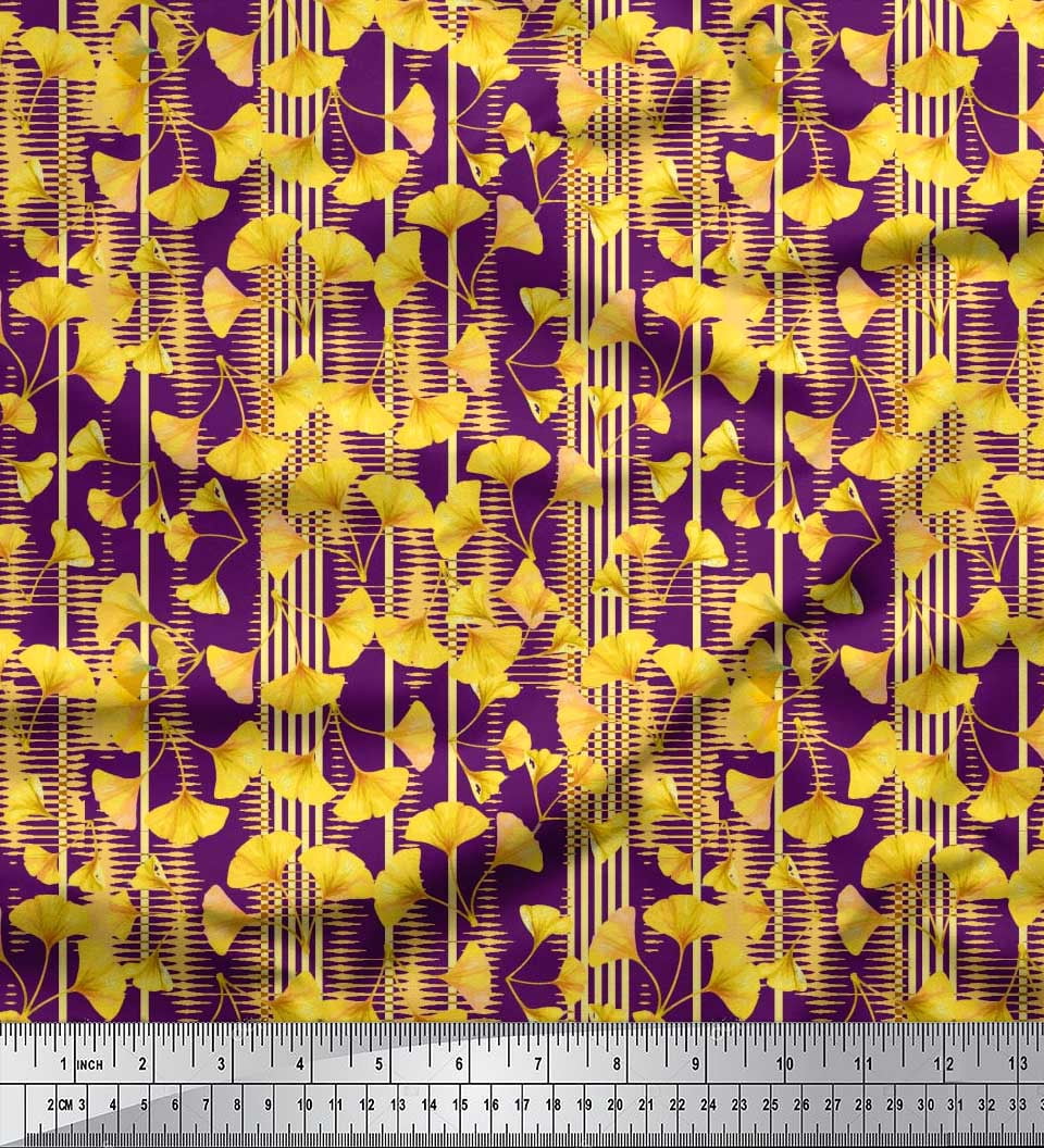 Soimoi Rayon Fabric Stripe & Buttercup Floral Print Fabric by Yard 42 Inch Wide