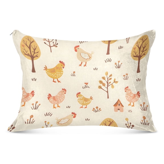 Cute Chicken and Tree Plush Pillow Cases Standard Size Ultra Soft Warm Pillowcases with Zipper 20"x26"
