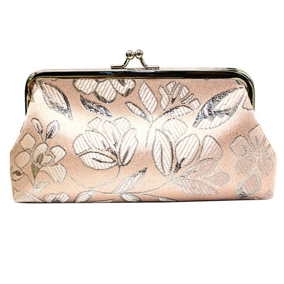 Lubelski Vintage Women Flower Embroidery Kiss Lock Coin Purse Long Wallet Clutch Bag