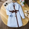 thumbnail image 2 of Rggeeun Toddler Girls Dresses Autumn Long Sleeve Shirt Dress Casual Striped Stylish Contrast Color Loose Fit Comfortable Kids Dresses Trendy O-Neck Sundress, 2 of 6