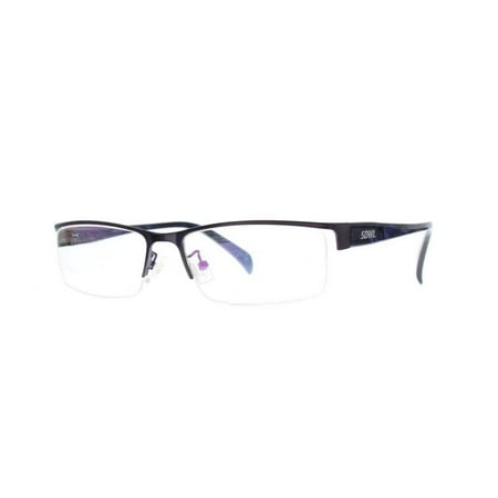 Ebe Prescription Glasses Mens Womens Blue Half Rim Rectangular SDWL Anti Glare grade s1061