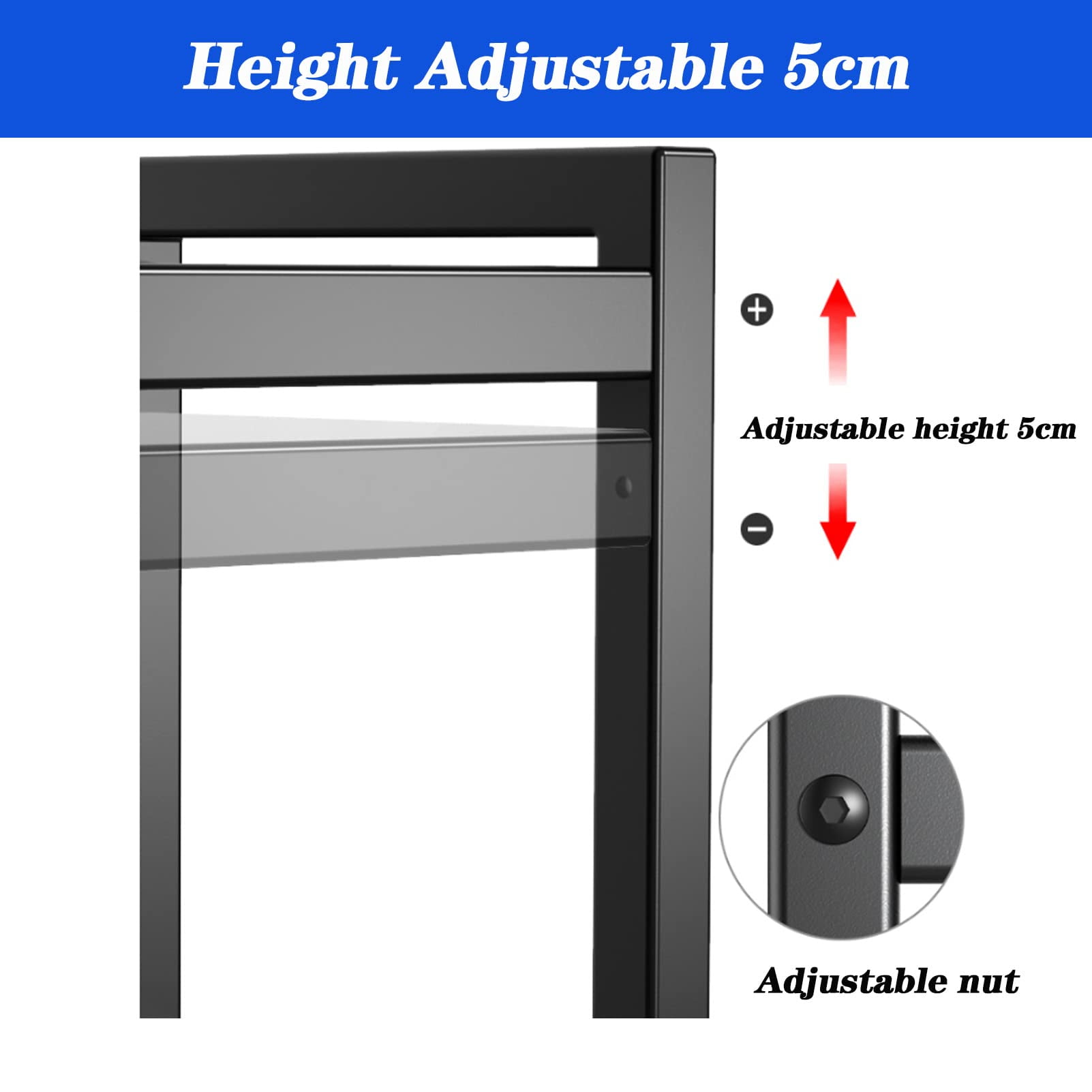 Copedvic 3-Tier Kitchen Baker's Rack Extendable Microwave Oven Stand Kitchen Storage Shelf with S-Hooks, Black