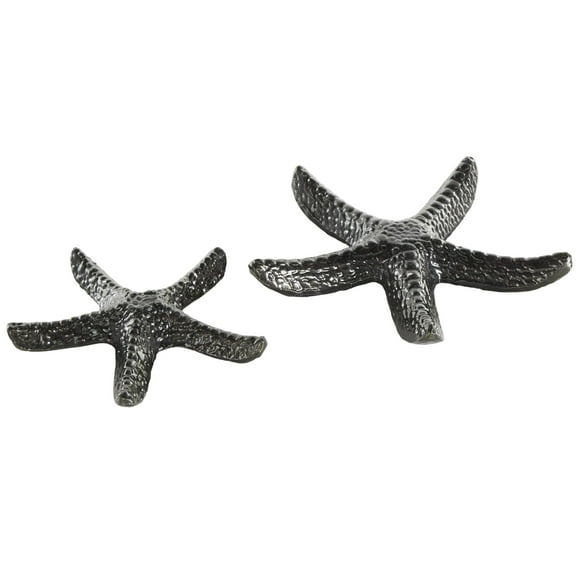 9", 7"W Black Aluminum Metal Bubble Textured Starfish Sculpture, by DecMode (2 Count)