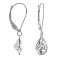 thumbnail image 2 of Charles & Colvard 14K White Gold Moissanite 8x5mm Pear Bezel Drop Earrings 1.88cttw DEW, 2 of 7