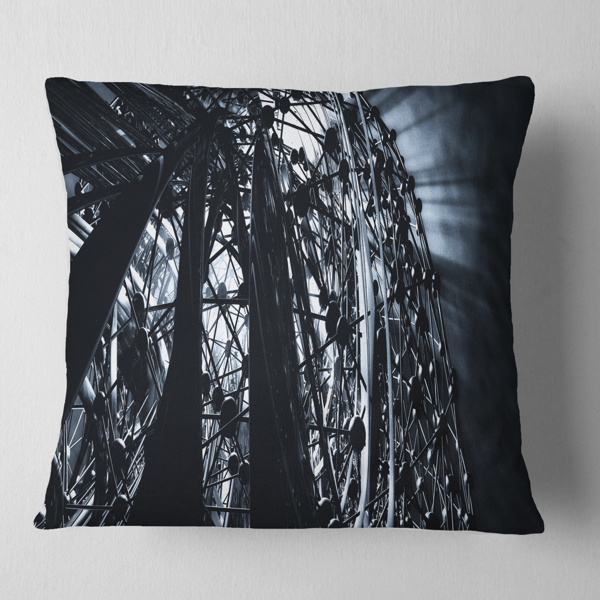 Designart 3D Abstract Art Black Atomic - Abstract Throw Pillow - 16x16