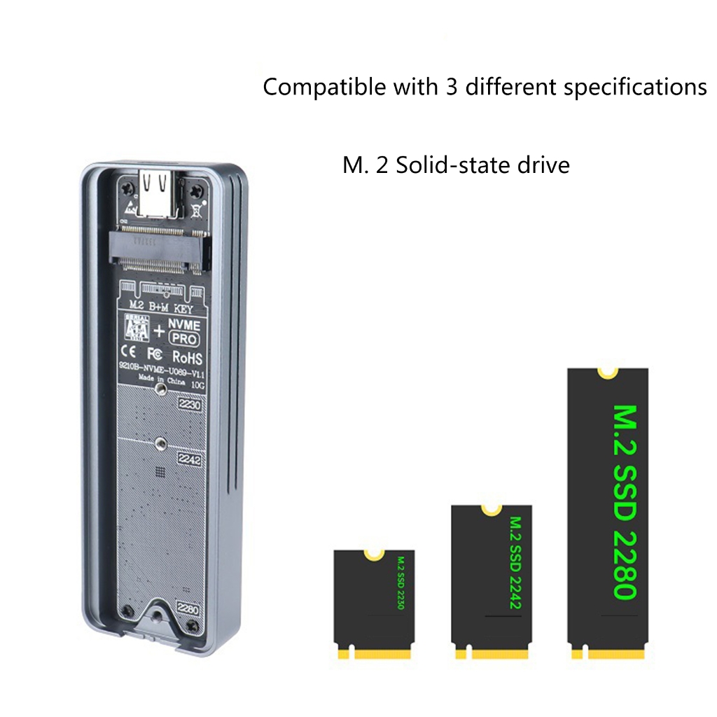 Zeiwohndc Metal SSD NVMe RGB Cover NVME NGFF 10Gbps External Hard Drive Case