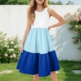 thumbnail image 2 of Light Blue Dress for Girls 8-10 Girls Flutter Sleeve Dresses Kids Summer Double Layer Ruffle Sleeve Dress, 2 of 5