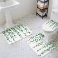 thumbnail image 3 of Green Eucalyptus Leaf Bathroom Rugs Set Watercolor Style Leaves Plant Non Slip Absorbent Soft Bath Mats 3 Piece Set with Bathroom Rug, U-Shaped Floor Mat, Toilet Seat Cover Small Size, 3 of 9