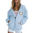 thumbnail image 2 of YVNAURA Women's Halloween Zip Up Sweatshirt Long Sleeve Full Zip Hoodie Cute Pumpkin Ghost Bat Print Oversized Sweatshirt with Pockets Loose Fit Fall Casual Spooky Top 1 Pack, Light Blue,L, 2 of 4