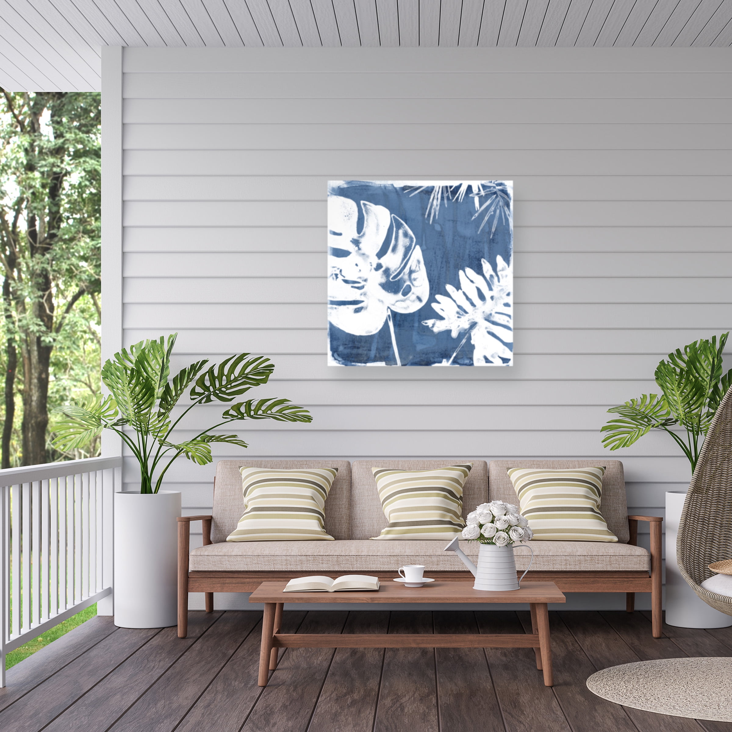 June Erica Vess 'Tropical Indigo Impressions I' Outdoor Canvas 14x12