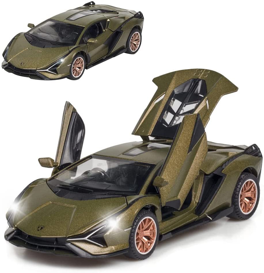 1:32 2019 Lamborghini Sian FKP 37 Model Car Diecast Toy Vehicle Green Sound Gift