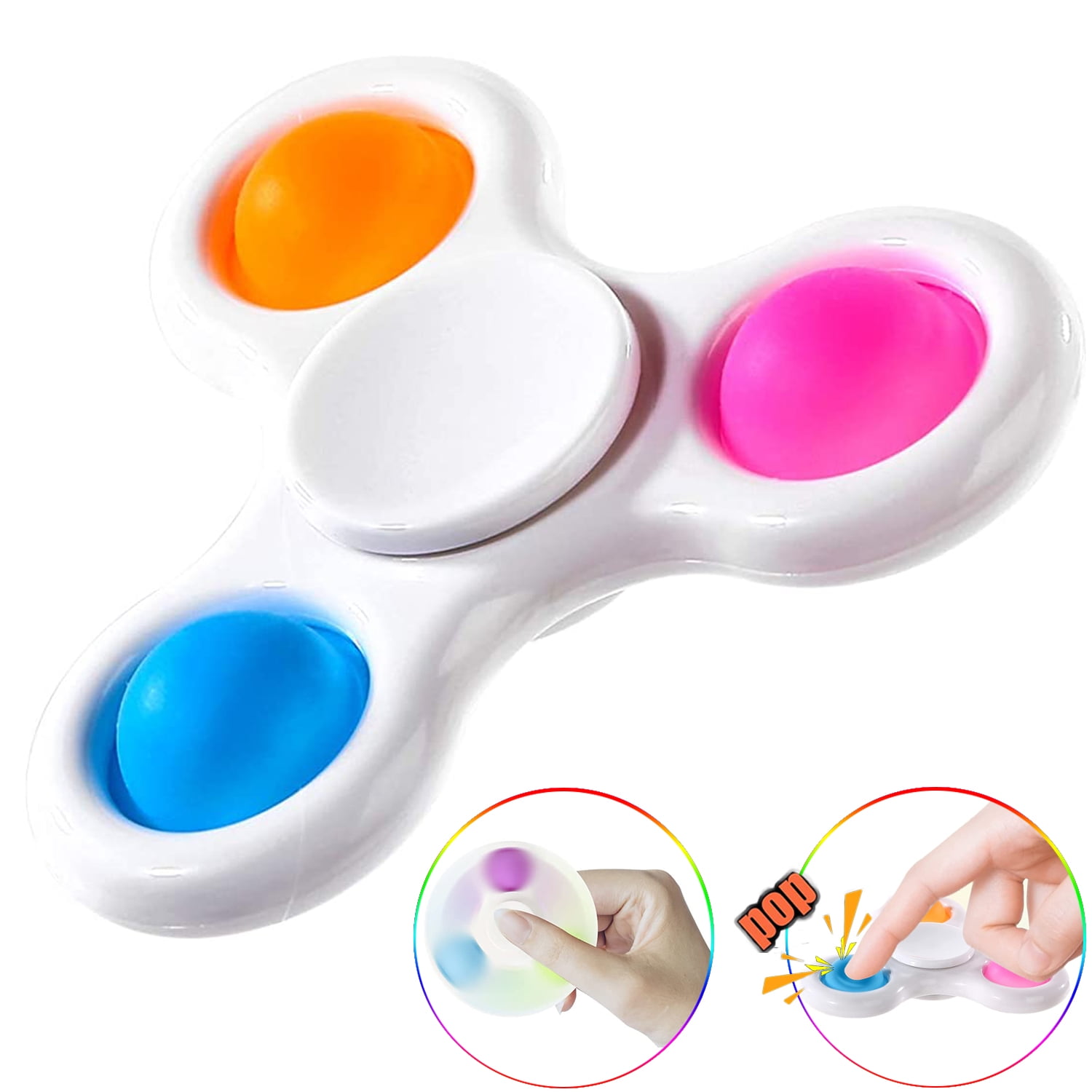 Multicolored 2 SCIONE Pop its Fidget Toys 5 Pcs,Pop its Fidget Spinners,Simple Dimple Fidget Toy 