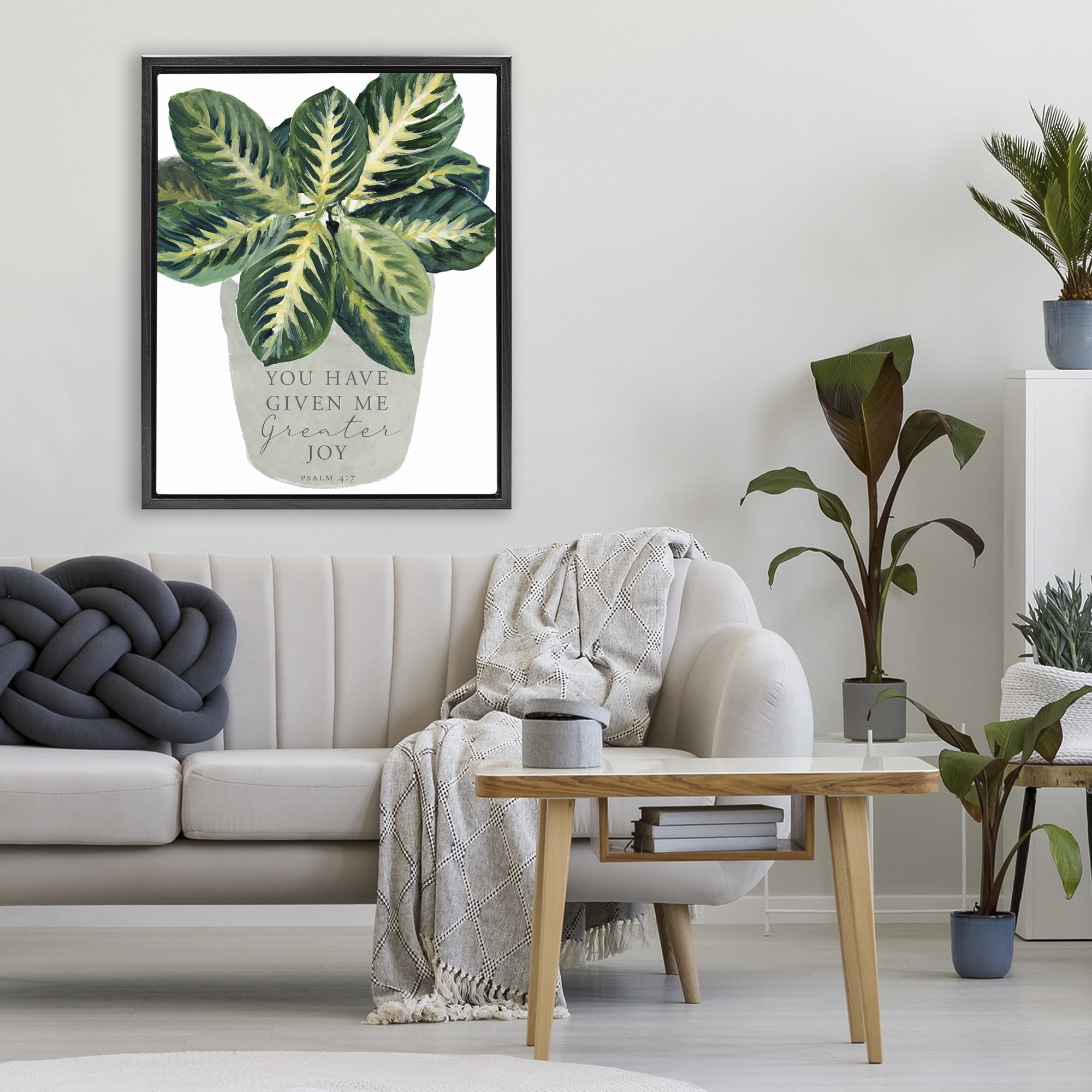 Stupell Industries Prayer & House Plant Black Framed Floater Canvas Wall Art, design by Lanie Loreth