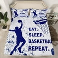 thumbnail image 2 of Castle Fairy Eat Sleep Basketball Boy 3pcs Twin Sheet Sets,Sport Theme Twin Fitted Sheet,Hippie Splash Breathable Flat Sheet,Lightweight Room Decor, 2 of 7