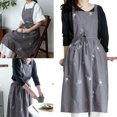 thumbnail image 2 of Waterproof Apron,Cooking Apron Flower Embroidery Kitchen Apron Baking Apron Best in Class, 2 of 10