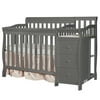 Dream On Me Jayden 4-in-1 Convertible Mini Crib and Changer - Bed frame and Mattress not included, Storm Gray