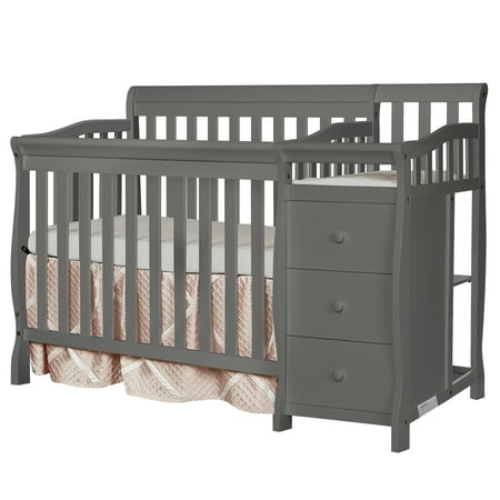 Dream On Me Jayden 4-in-1 Mini Convertible Crib And Changer, Storm Grey