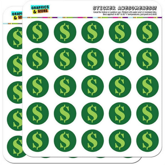 Dollar Sign Money 50 1" Planner Calendar Scrapbooking Crafting Stickers