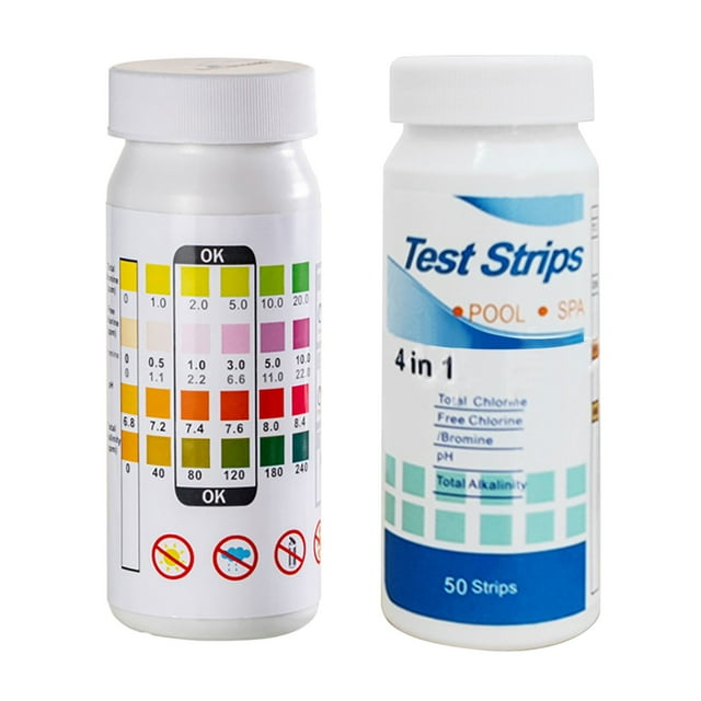 SDNall Bandelettes de Test de Piscine, Kit de Test de Piscine, Bandelettes de Test de Ph, 50 Pcs Bandelettes de Test de Qualité de l'Eau pour Piscine, Kit de Test de Chimie de l'Eau Potable