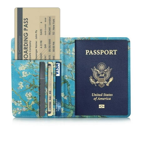 Passport Holder Travel Wallet RFID Blocking Case Cover, EpicGadget Premium PU Leather Passport Holder Travel Wallet Cover Case (Cherry