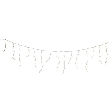 KSA 70 Count Warm White LED 5MM Icicle Christmas Lights, 7.5 ft White Wire