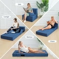 thumbnail image 3 of Folding Sofa Bed Chair with Pillow,Convertible Fold Out Chair Bed Sleeper,Foam Floor Mattress, Foldable Futon Couch Bed for Living Room/Dorm/Guest/Office (Blue, Single), 3 of 7