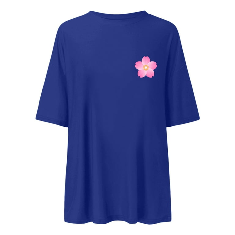 HOWLIN'|SHORT-SLEEVED ROUND NECK T-SHIRTS (Fons Summer OJSFQUFP Summer T Shirts Blue T Shirt Women'S Short Sleeved