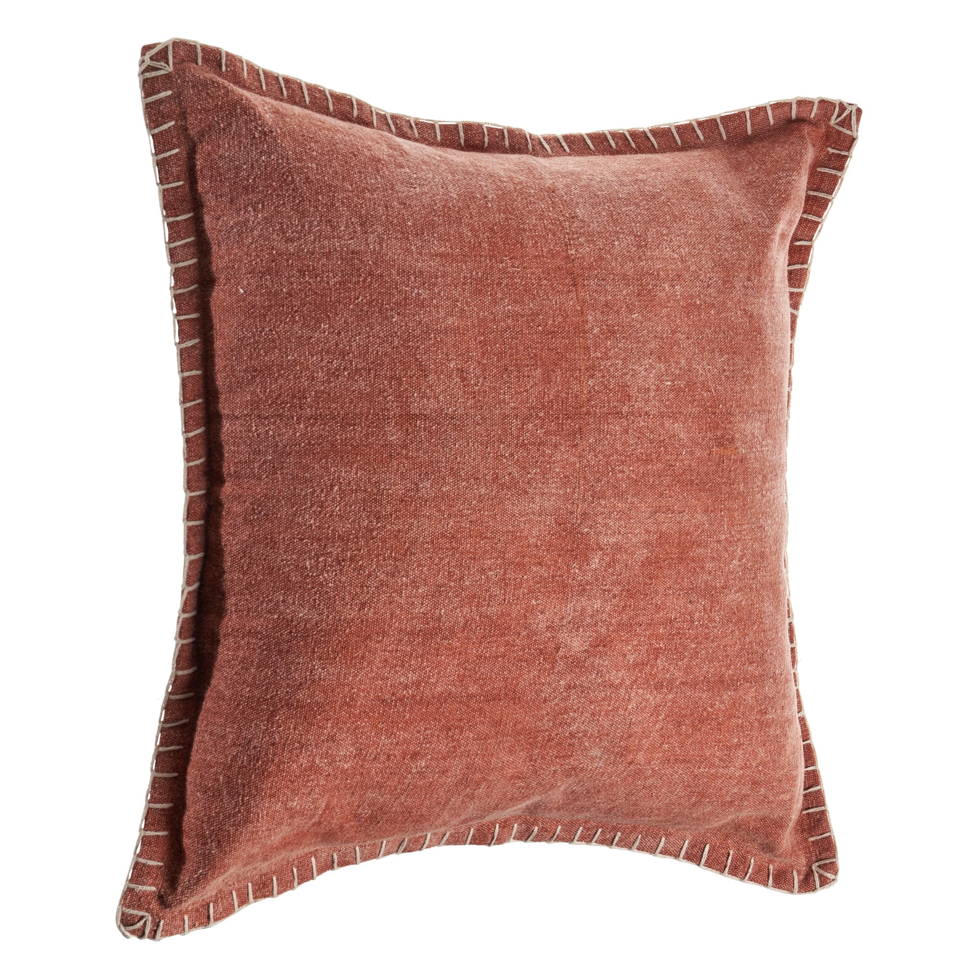 Laddha Home Designs Handwoven Solid Stitched Cotton Throw Pillow Cover - 24" - Brown and Orange