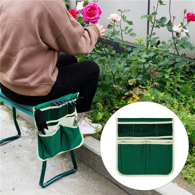 Bolsa de herramientas de jardinería, bolsa resistente para jardinero, silla de asiento de trabajo, bolsillos para herramientas de reclinatorio de DYNWAVEMX Bolsas de jardinería
