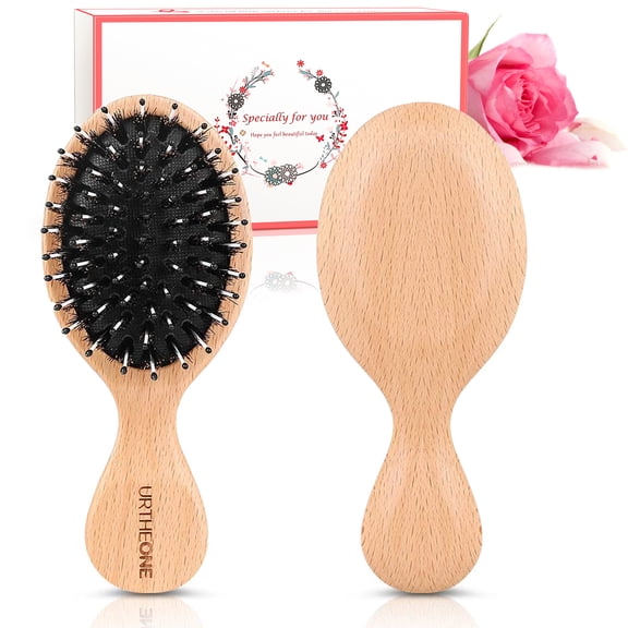 Hair Brush Mini Boar Bristle Hairbrush Pocket Travel Small Hair Brush for Women Kids