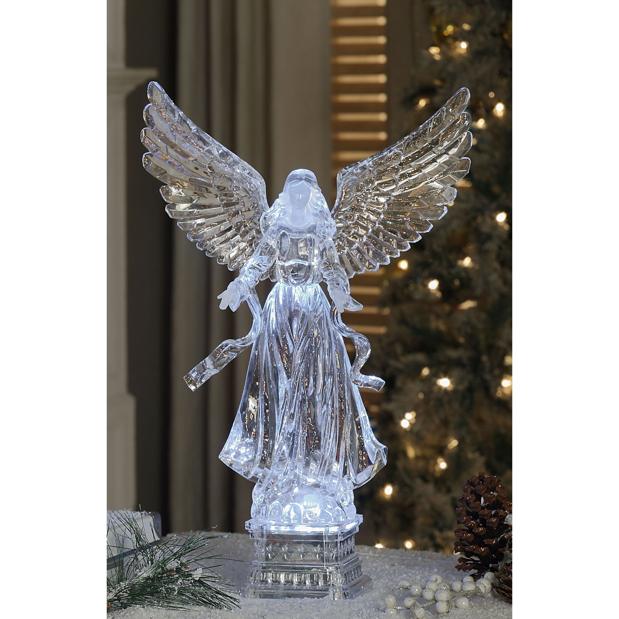 20" Clear Winged Angel LED Lighted Christmas Tabletop Decor - Walmart.com