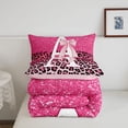 thumbnail image 5 of Manfei Cute Letter A Twin Comforter Sets,Pink Leopard Print Bedding Set,Pink Reversible,2pcs,1 Comforter and 1 Pillowcase, 5 of 7