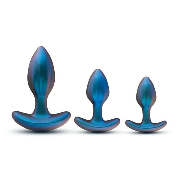 Eden Silicone Anal Training Plug Kit with Wireless Vibration Modes & Remote, Blue