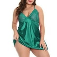 thumbnail image 3 of Lunacoco Plus Size Womens Sexy Lace Lingerie Nightdress Babydoll 2-Pic Set, 3 of 4