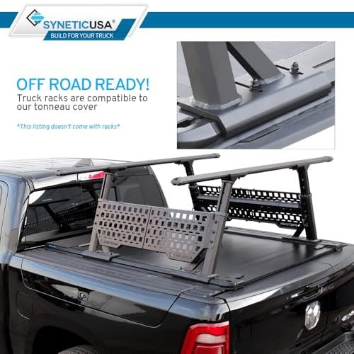 Syneticusa MR Series Retractable T-Slot Rails Hard Truck Bed Cover for 2009-2026 Ram 1500 with Rambox 5'7" Bed