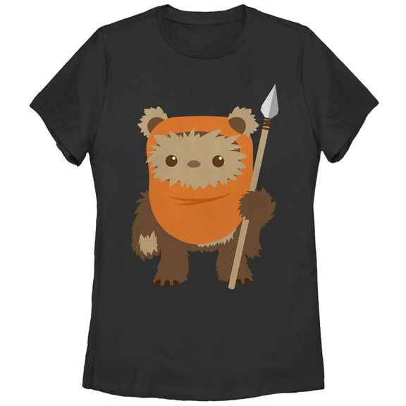 Women's Star Wars Wicket Ewok Cartoon  Graphic Tee Black Medium