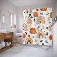 thumbnail image 3 of Autumn Pumpkin Shower Curtain, Cute Rainbow Fall Leaves Bathroom Curtain for Boys Girls Bathtub Decor Waterproof Fabric Machine Washable with 12 Hooks, 3 of 6