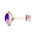 thumbnail image 5 of Aone Jewelry 1.95 Ct Round Amethyst & Natural Diamond Stud Earrings for Women in 10K Rose Gold – 6MM Gemstone, Push Back Studs, 5 of 5