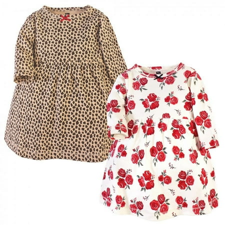 UPC: 0660168575095 | Hudson Baby Infant and Toddler Girl Cotton Long-Sleeve Dresses 2pk Rose Leopard 9-12 Months